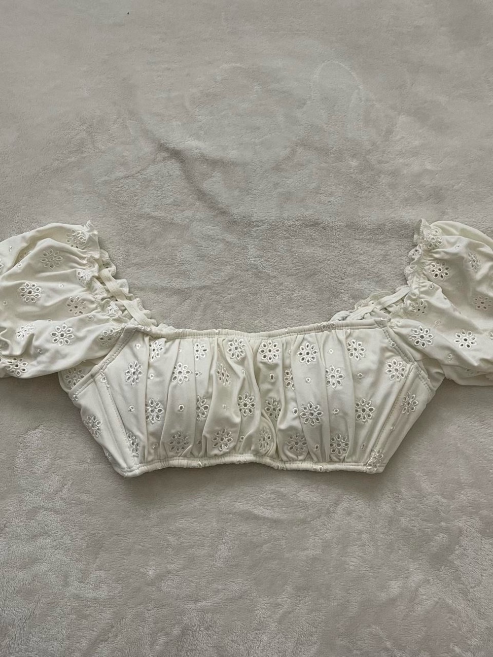 wild fable White Eyelet Puff Sleeve Bikini Top
